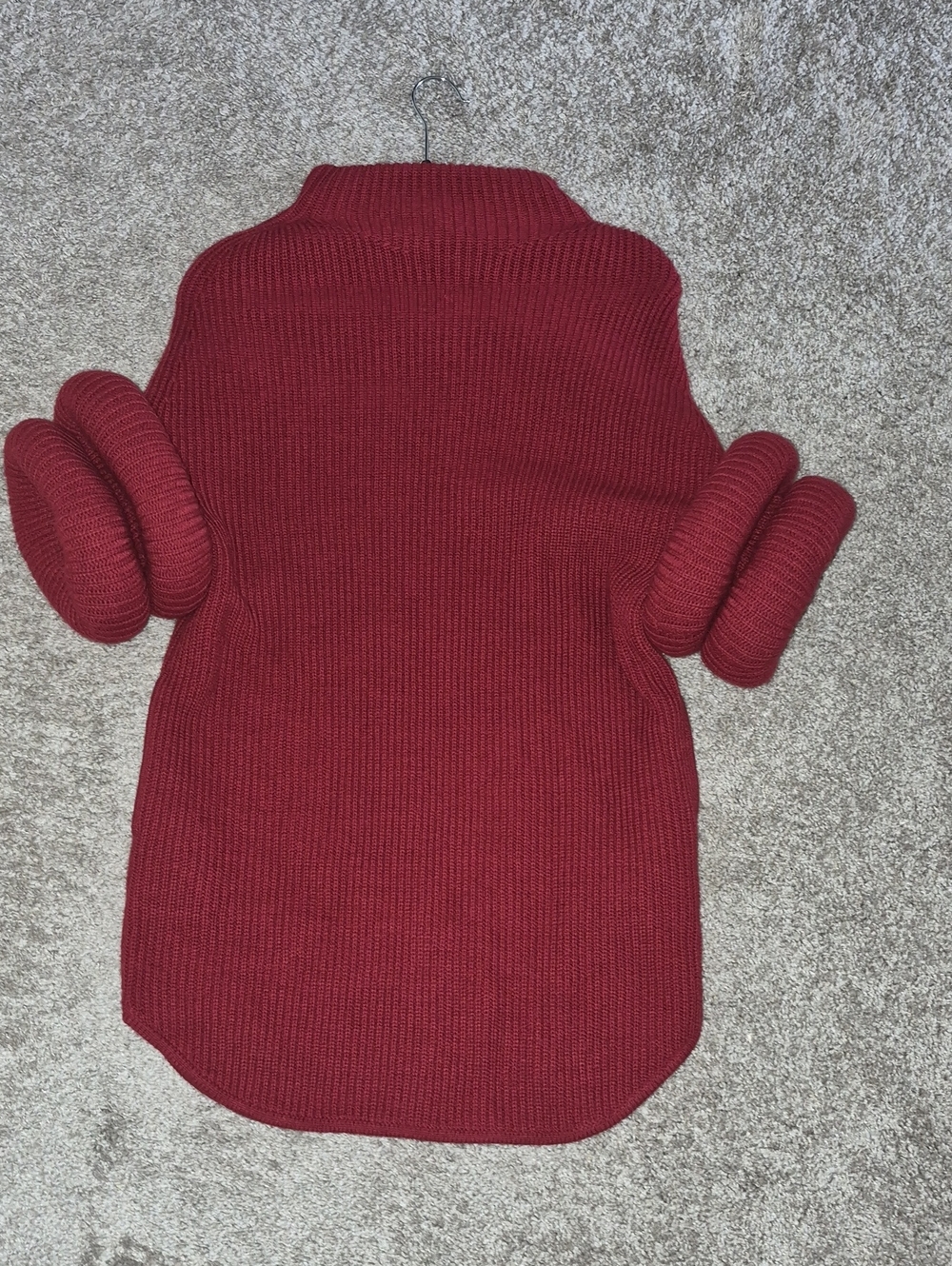 GRACIA NWT KNIT TUNIC SWEATER W POCKETS N DETAILED ROLL SLEEVES RED